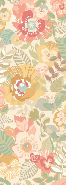 REV50128W Poppies + Pansies Apricot Twist Wallpaper by Ohpopsi