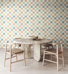 REV50131W Disco Check Seafoam Mix Wallpaper by Ohpopsi