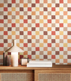 REV50133W Disco Check Marmalade Mix Wallpaper by Ohpopsi