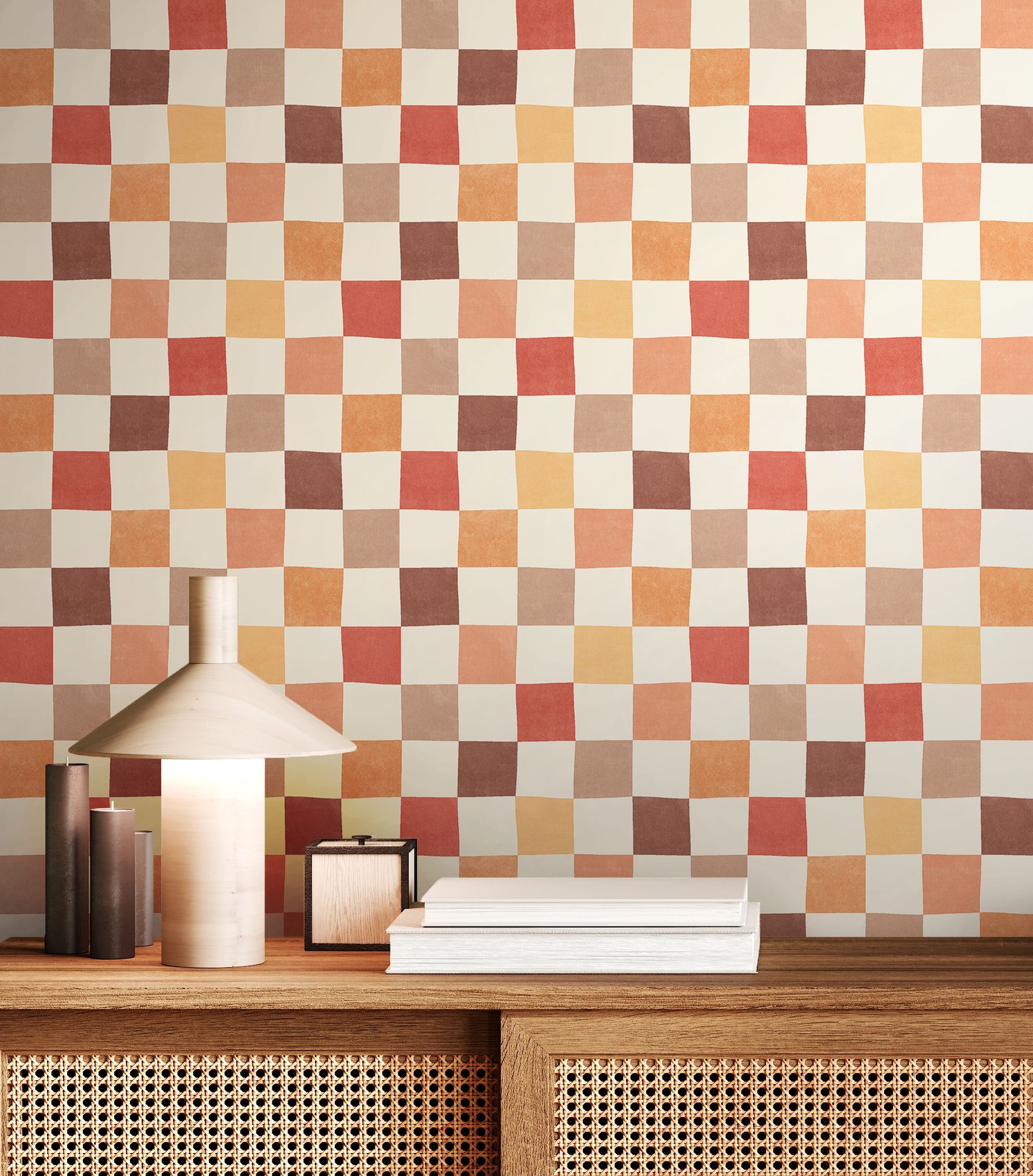 REV50133W Disco Check Marmalade Mix Wallpaper by Ohpopsi