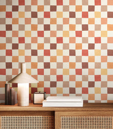 REV50133W Disco Check Marmalade Mix Wallpaper by Ohpopsi