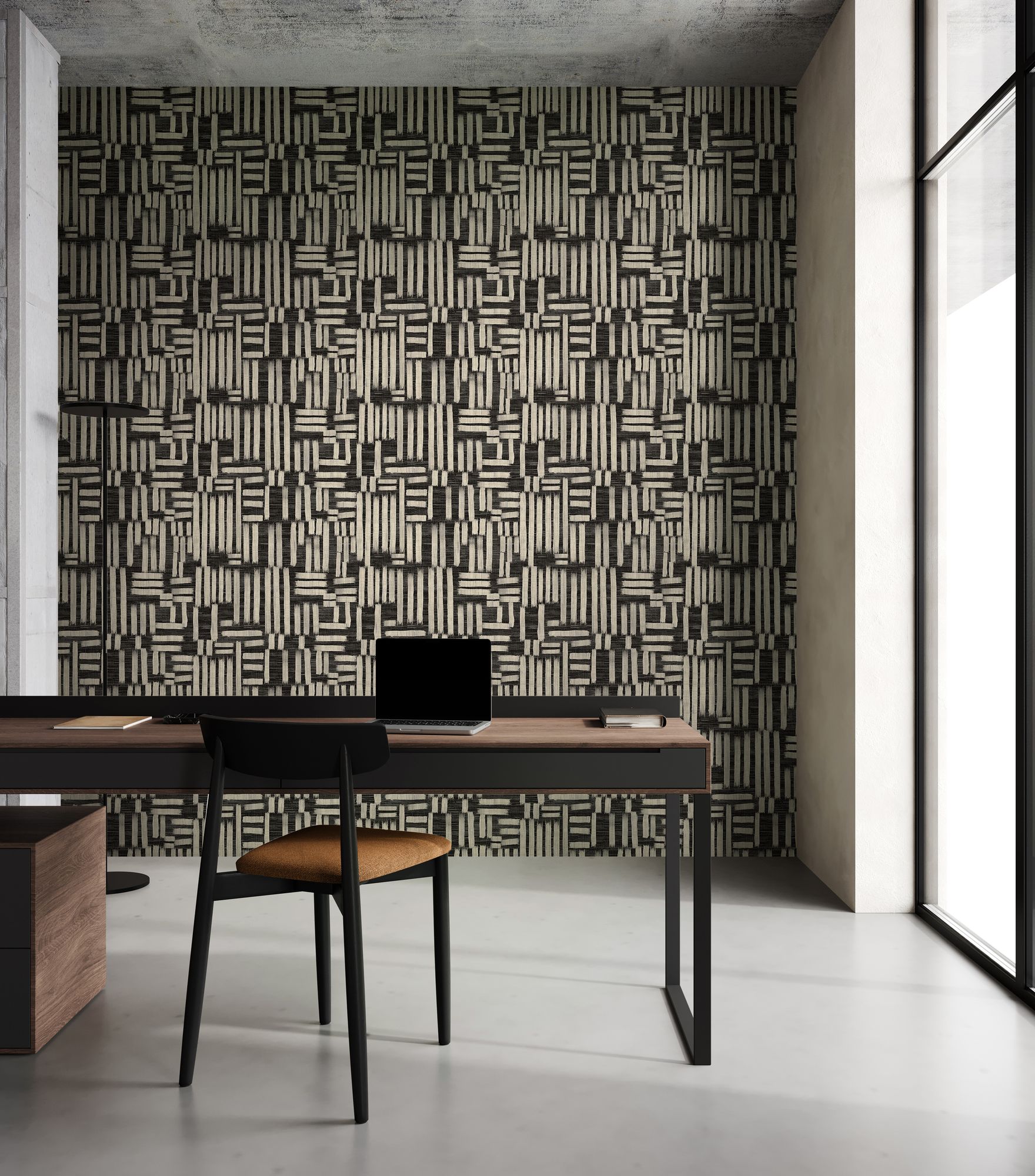REV50140W Interlace Ebony Wallpaper by Ohpopsi