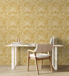 REV50141W Interlace Ochre Wallpaper by Ohpopsi