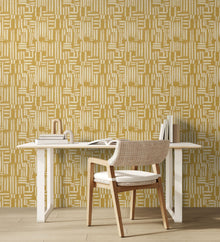 REV50141W Interlace Ochre Wallpaper by Ohpopsi