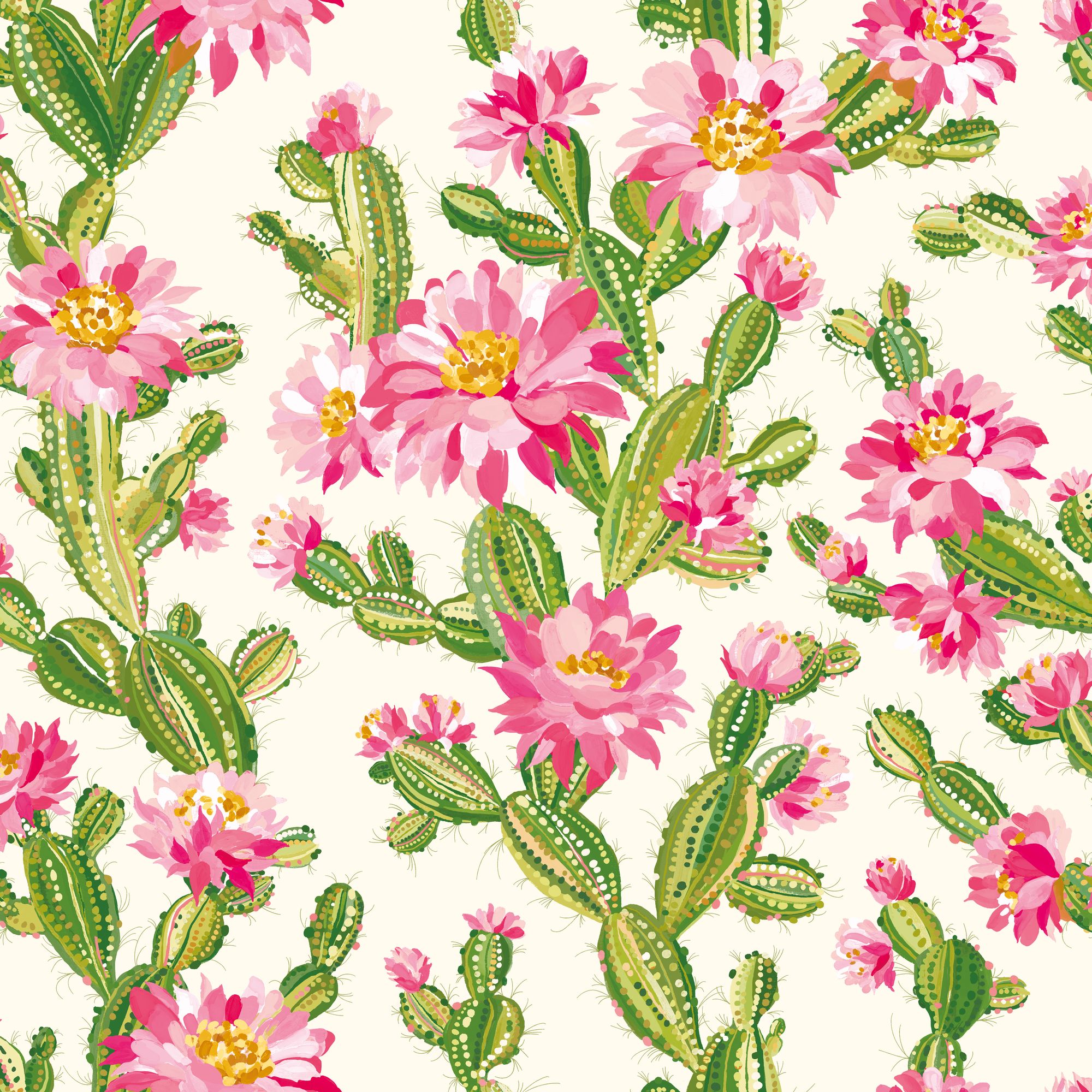 REV50156W Cactus Bloom Rasperry Ripple Wallpaper by Ohpopsi