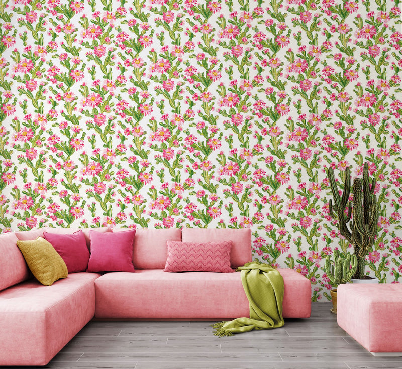 REV50156W Cactus Bloom Rasperry Ripple Wallpaper by Ohpopsi