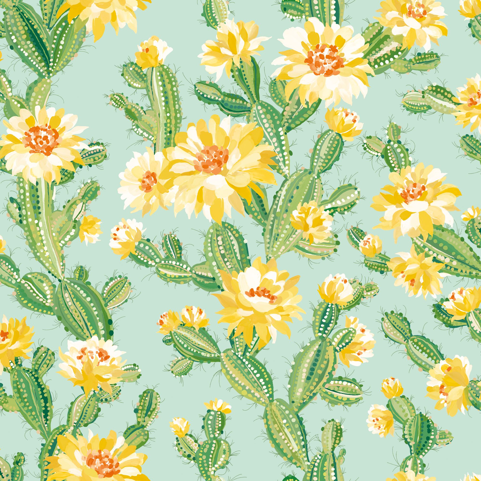 REV50159W Cactus Bloom Sunshine Wallpaper by Ohpopsi