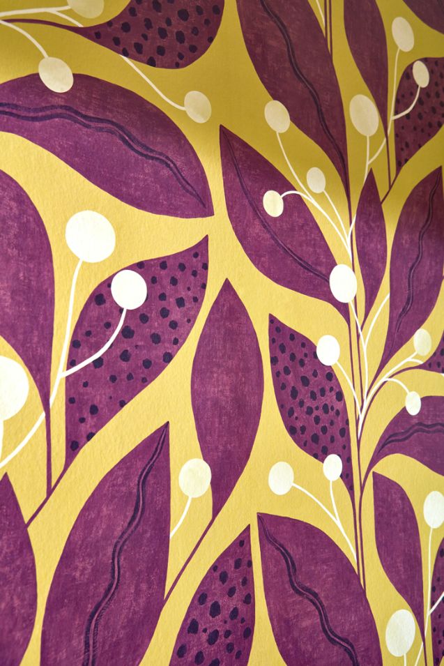 GRA50132W Berry Dot Mulberry Wallpaper by Ohpopsi