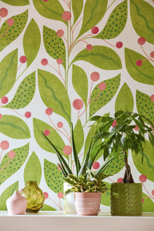 GRA50135W Berry Dot Pear & Peach Wallpaper by Ohpopsi