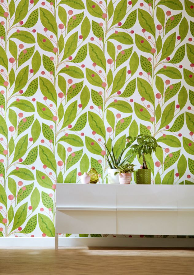 GRA50135W Berry Dot Pear & Peach Wallpaper by Ohpopsi
