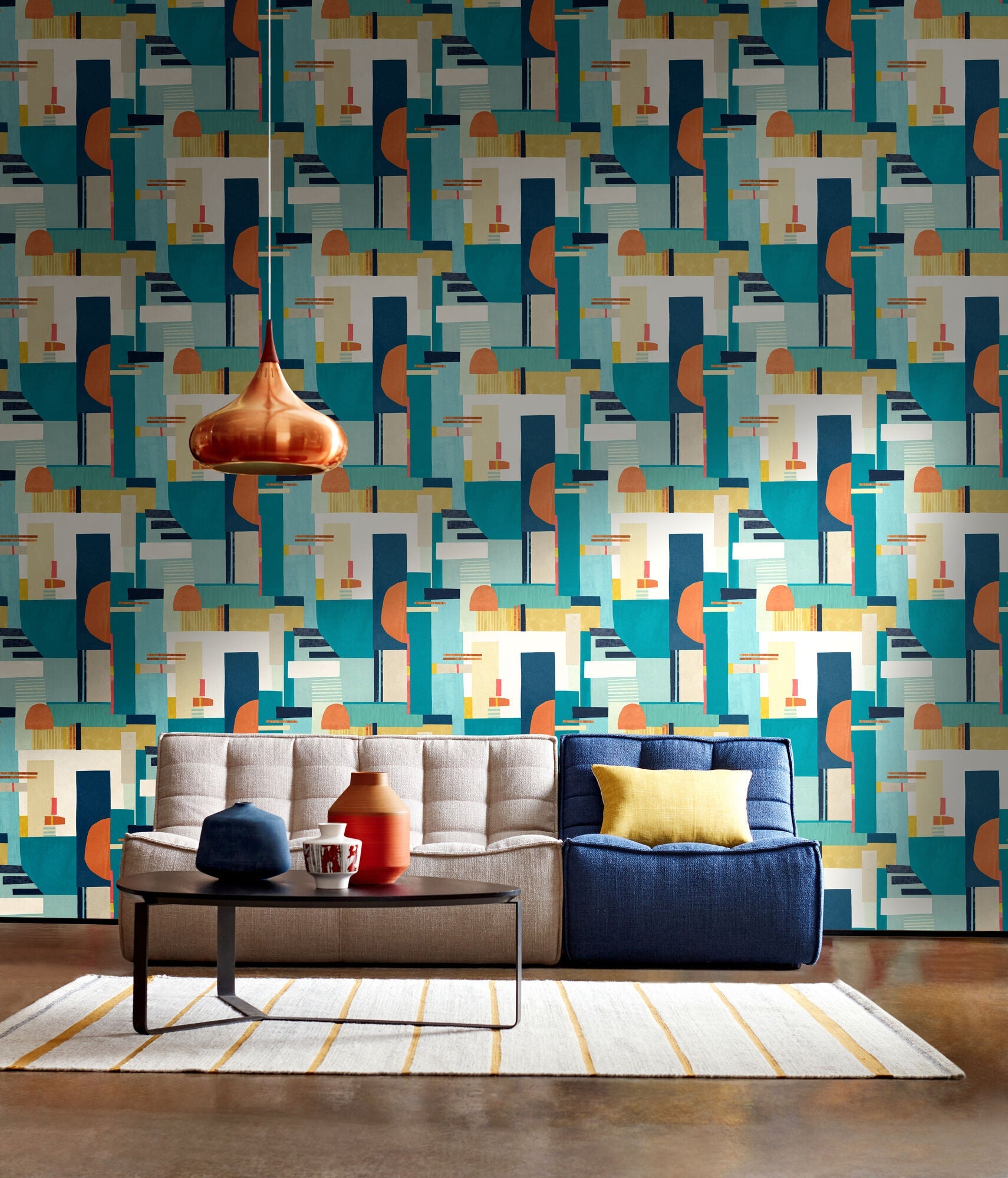 CEP50131W Blocs Ocean Wallpaper by Ohpopsi