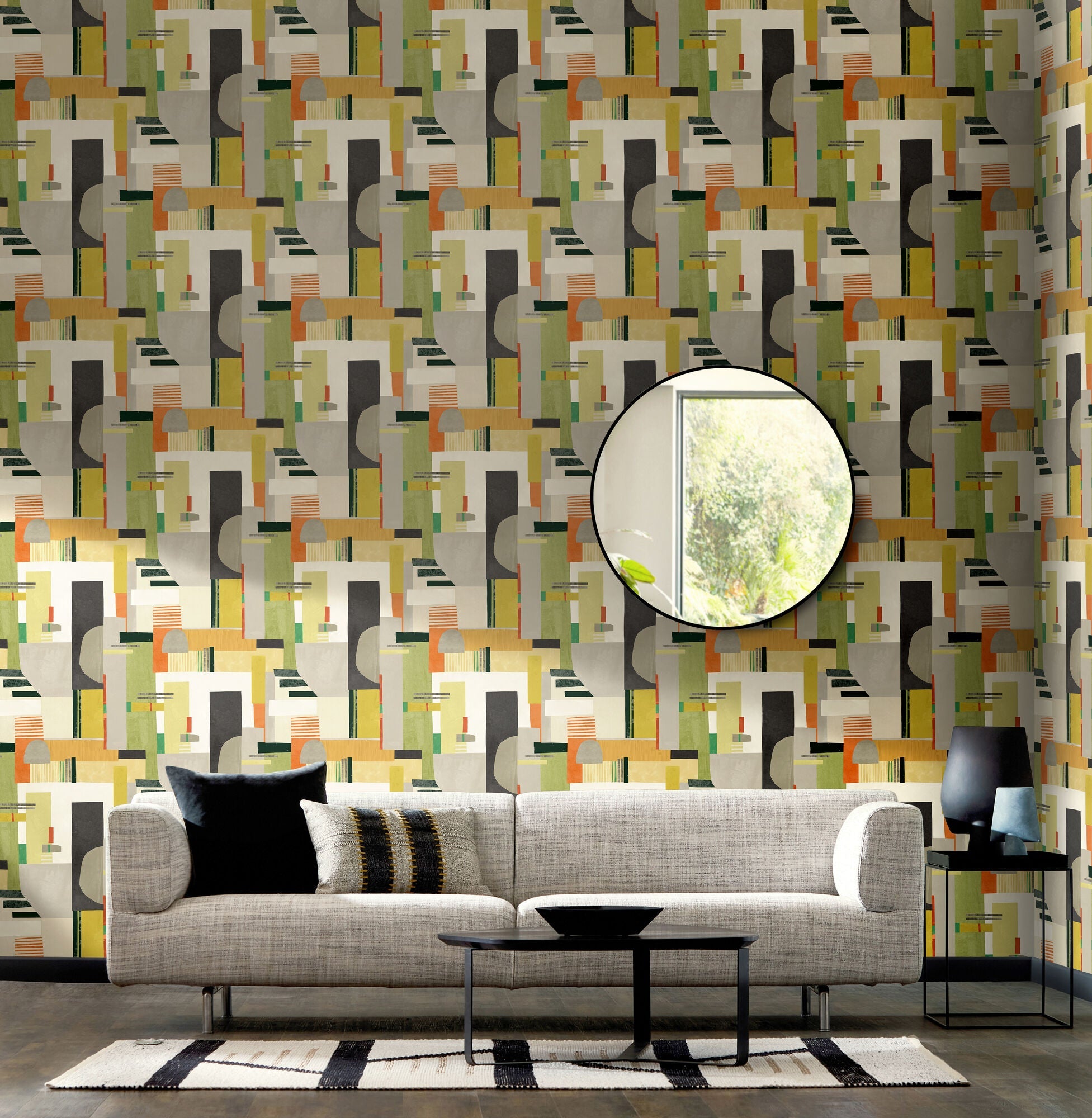 CEP50132W Blocs Sage & Amber Wallpaper by Ohpopsi
