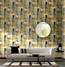CEP50132W Blocs Sage & Amber Wallpaper by Ohpopsi