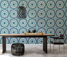 GRA50127W Large Ellipse Denim & Flax Wallpaper by Ohpopsi