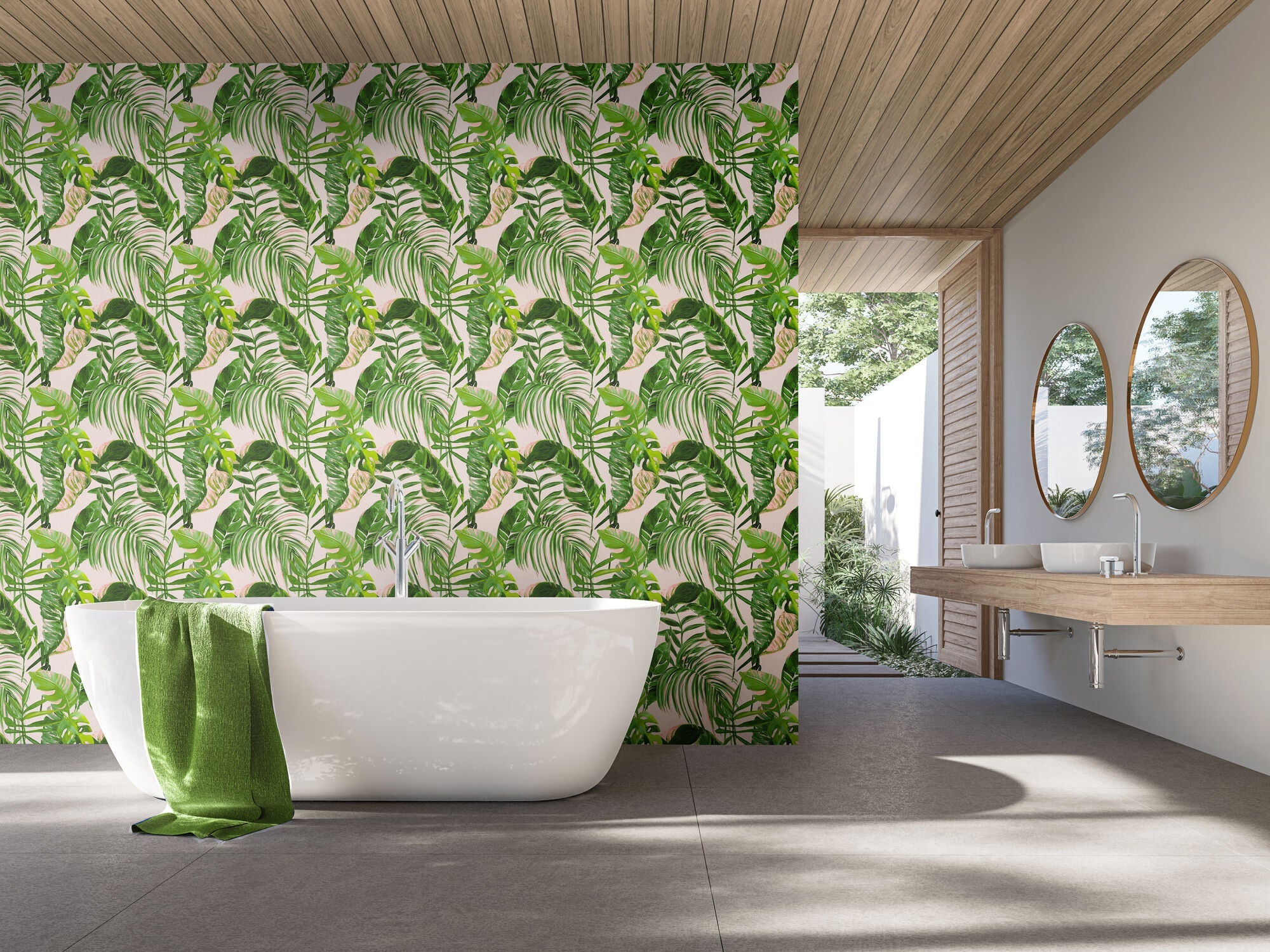 WLD53103W Palmera Verdant Verdant Wallpaper by Ohpopsi