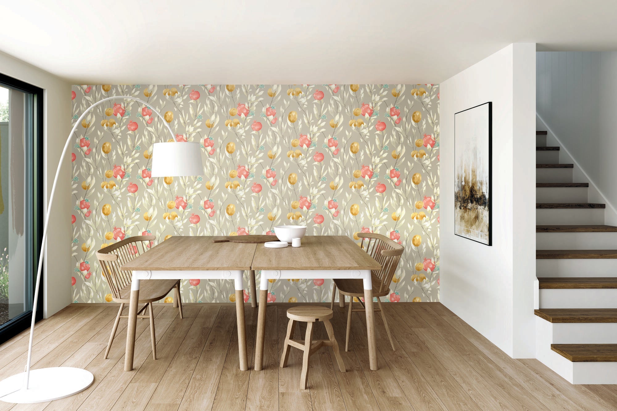 LBK50108W Pomegranate Trail Parchment Wallpaper by Ohpopsi