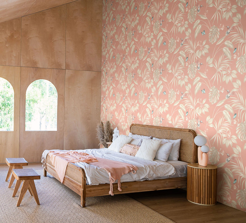 LBK50136W Hummingbird Rosewood Wallpaper by Ohpopsi