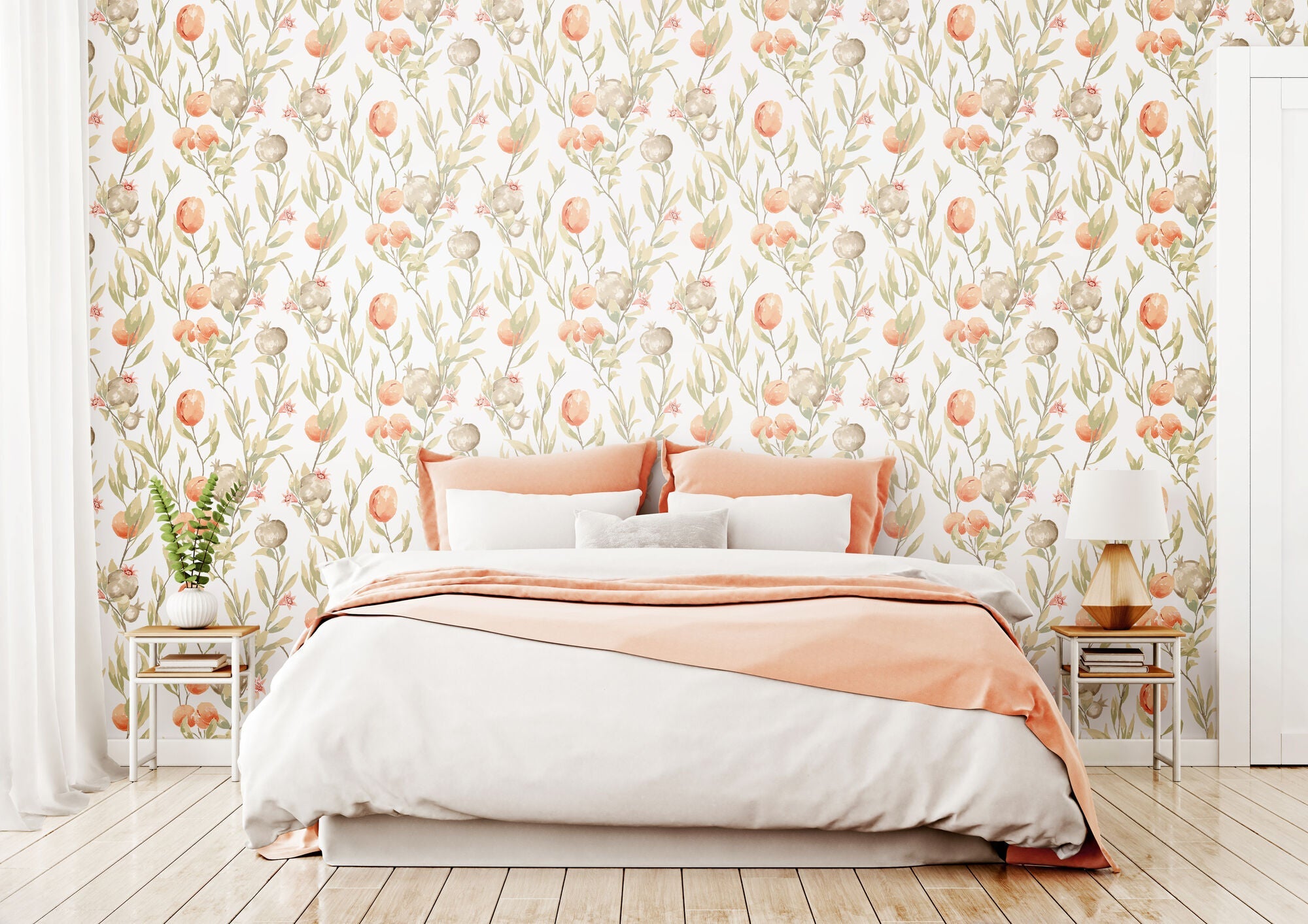LBK50137W Pomegranate Trail Blossom Wallpaper by Ohpopsi