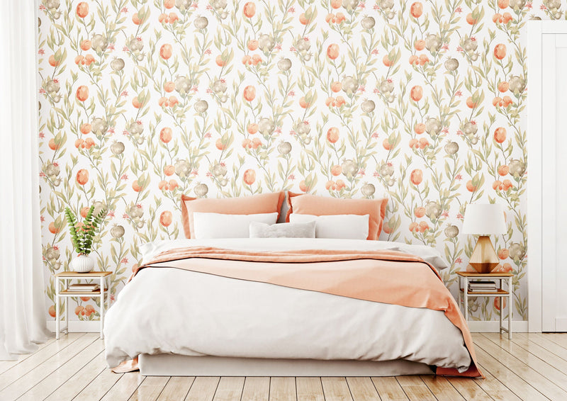 LBK50137W Pomegranate Trail Blossom Wallpaper by Ohpopsi