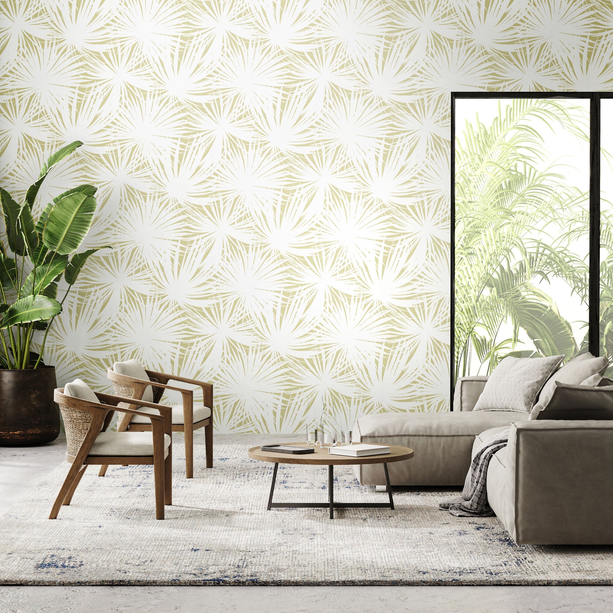 LBK50146W Palm Silhouette Moss Wallpaper by Ohpopsi