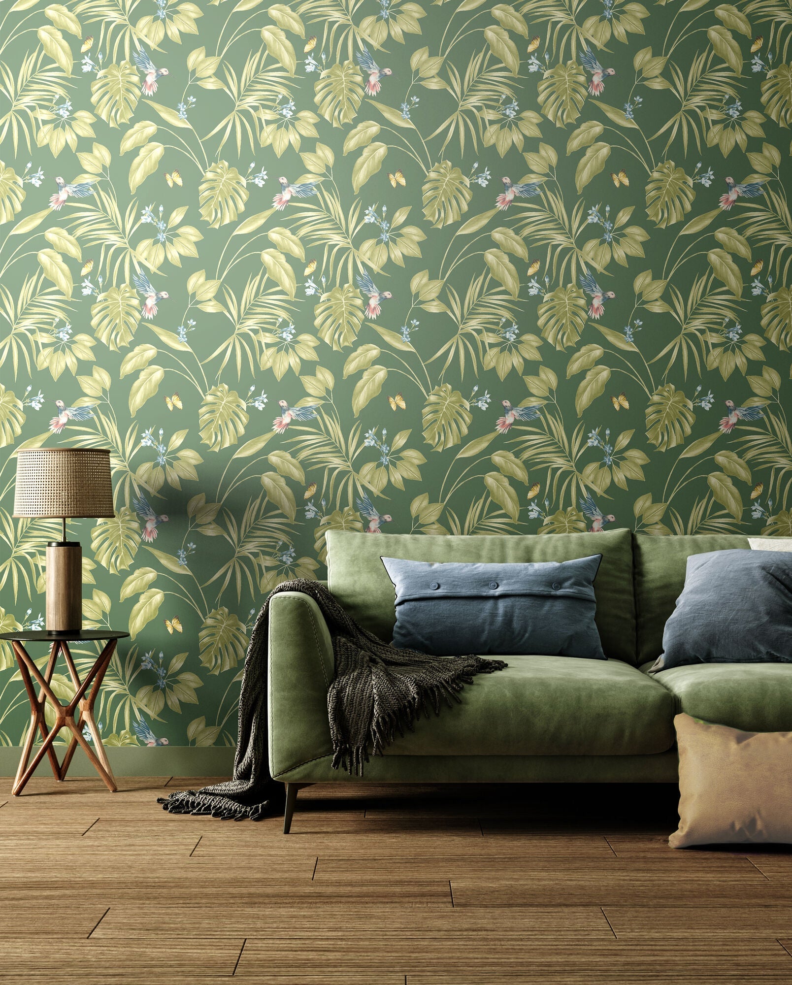 LBK50147W Hummingbird Forest Wallpaper by Ohpopsi