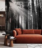 MUR438L Monochrome Forest Black & White Mural Large by Origin Murals