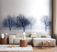 MUR439M Winter Trees Black & White Mural Medium by Origin Murals