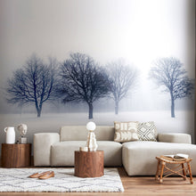 MUR439L Winter Trees Black & White Mural Large by Origin Murals