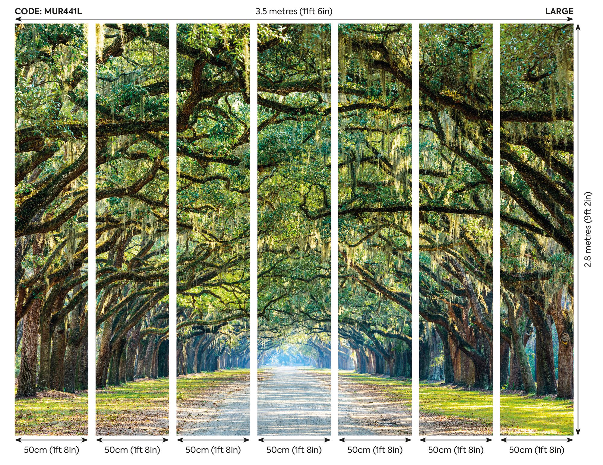 MUR441L Tree Walk Green Mural Large by Origin Murals