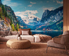 MUR443M Mountain Vista Blue & Green Mural Medium by Origin Murals