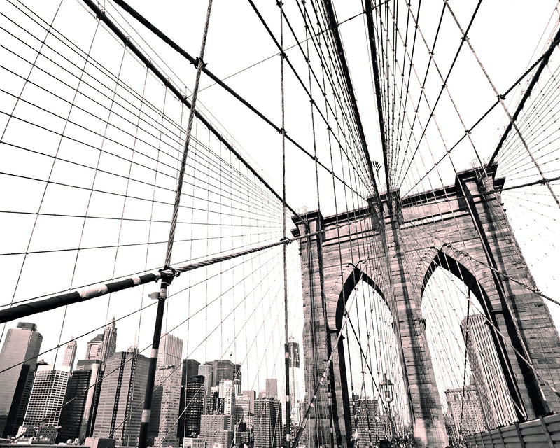MUR446L Brooklyn Bridge Black & White Mural Large by Origin Murals