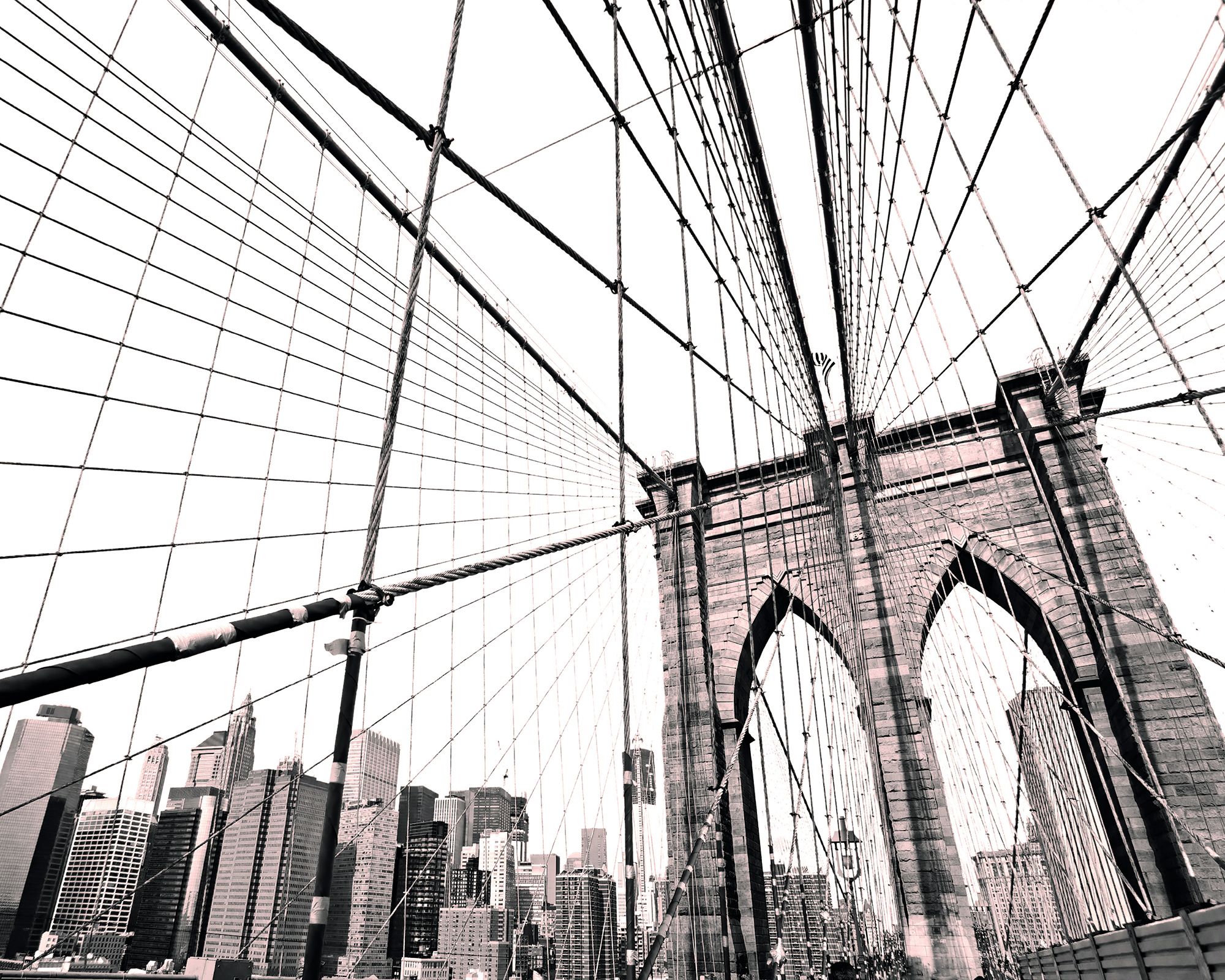 MUR446M Brooklyn Bridge Black & White Mural Medium by Origin Murals