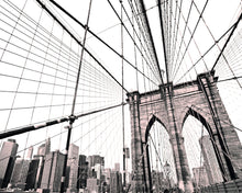MUR446M Brooklyn Bridge Black & White Mural Medium by Origin Murals