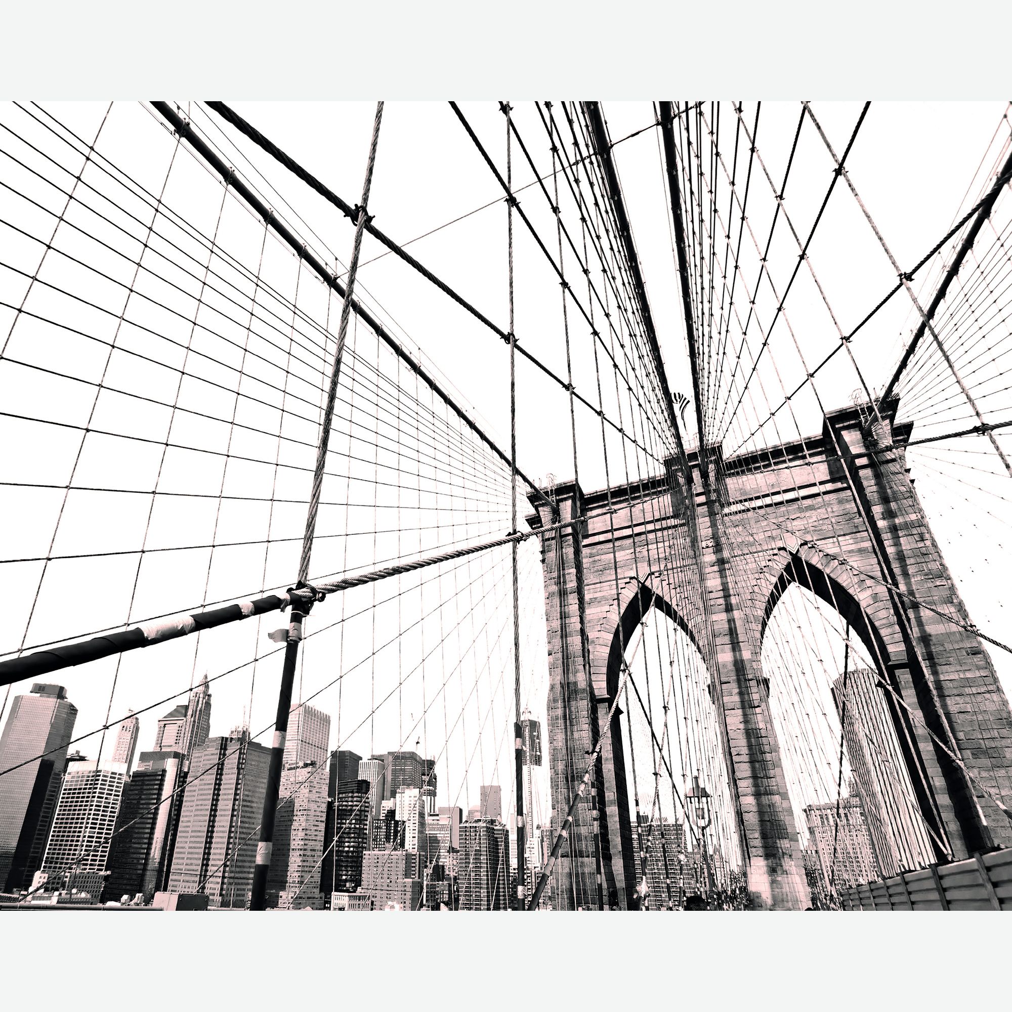 MUR446M Brooklyn Bridge Black & White Mural Medium by Origin Murals