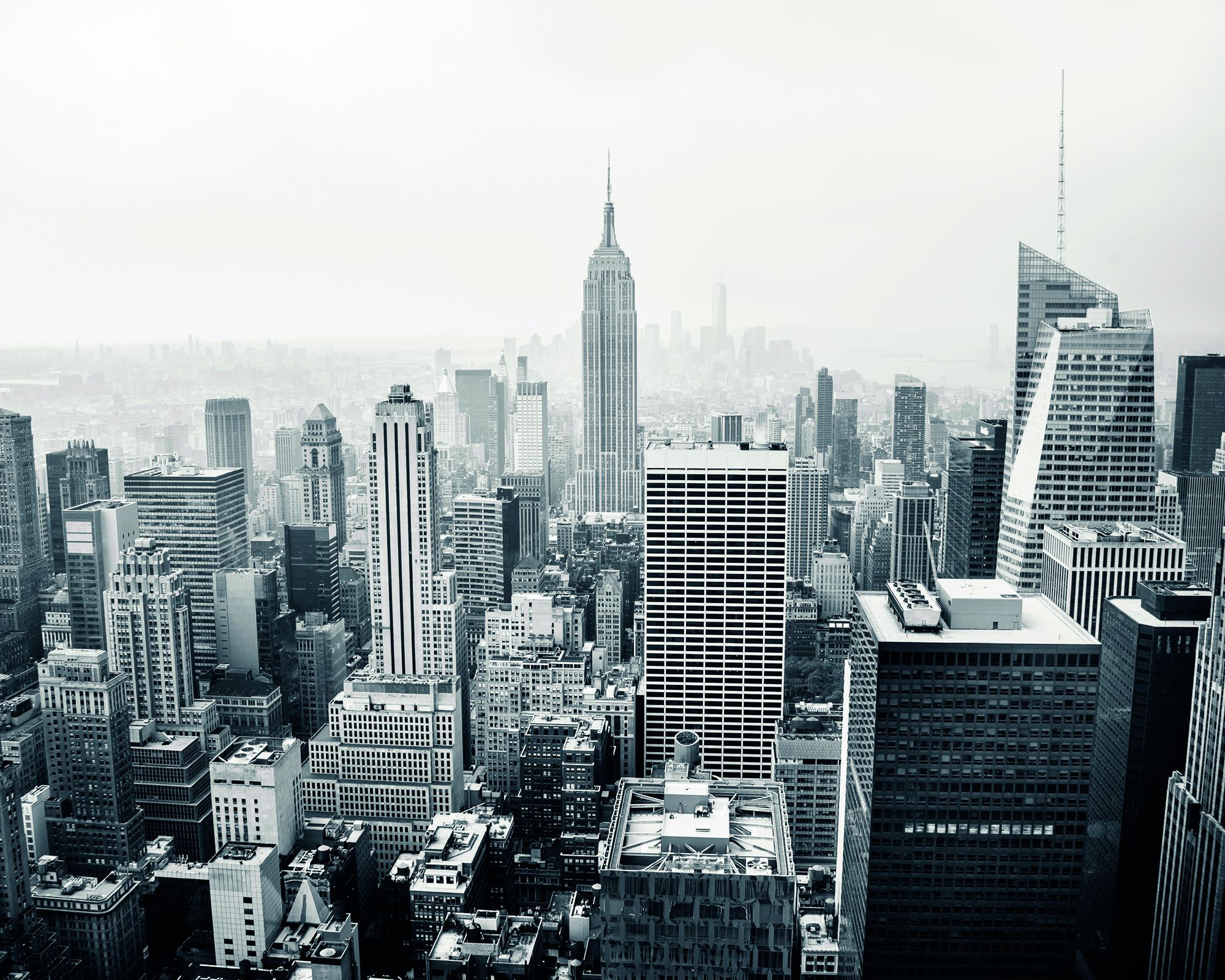 MUR447M Empire State Black & White Mural Medium by Origin Murals