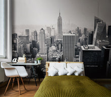 MUR447M Empire State Black & White Mural Medium by Origin Murals