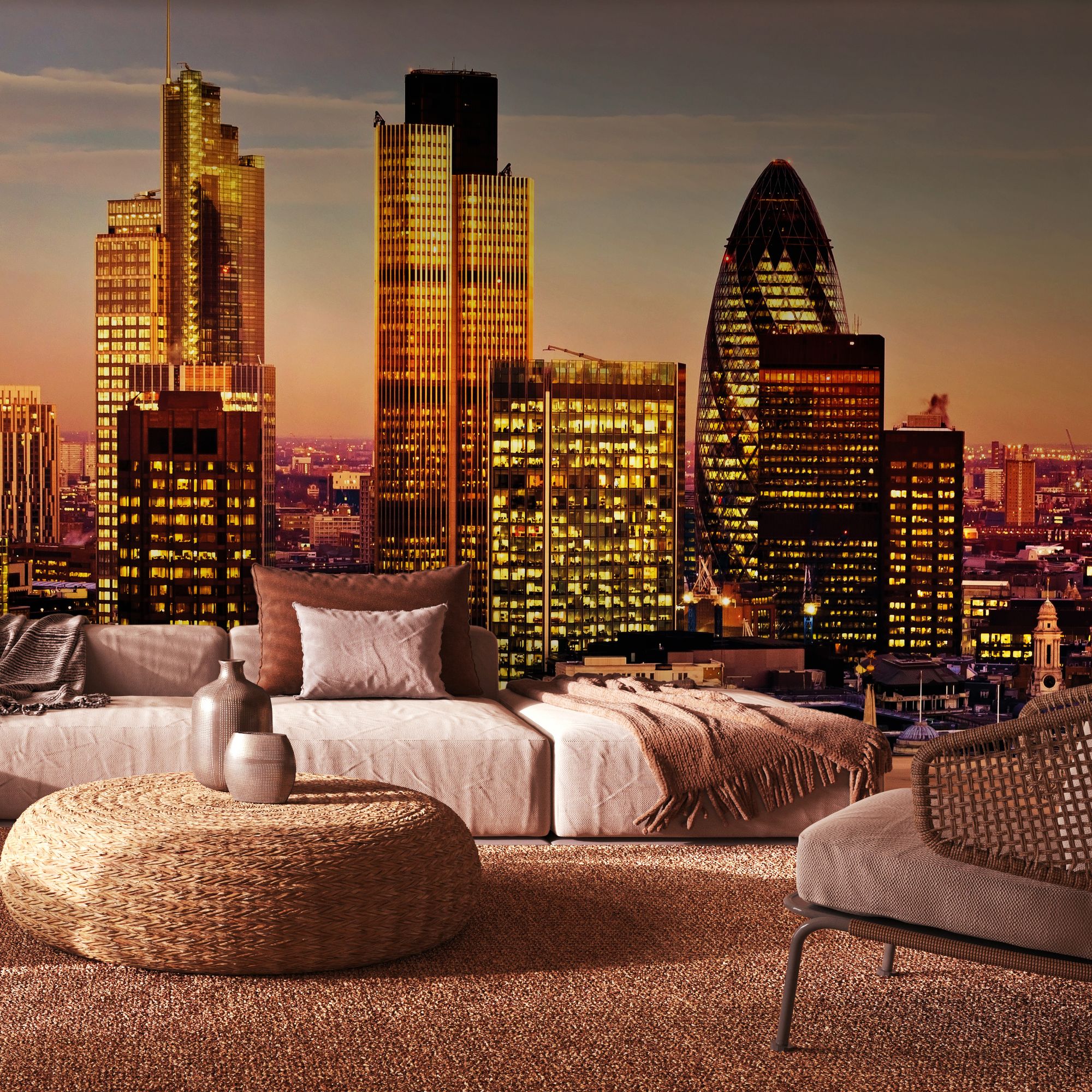 MUR448L London Neutral Mural Large by Origin Murals