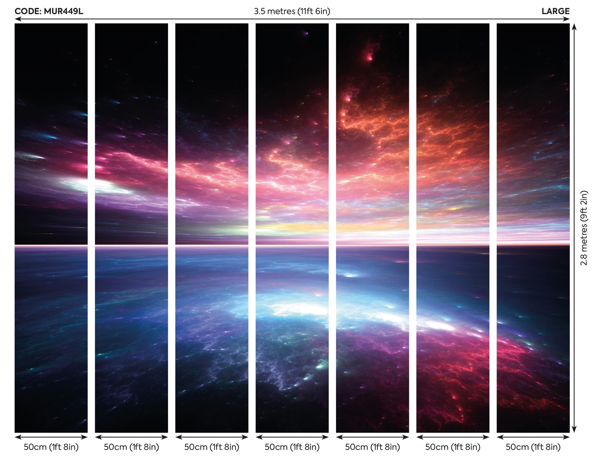 MUR449L Electric Storm Black Mural Large by Origin Murals