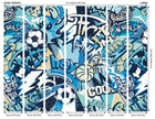 MUR414L Sports Graffiti Blue Mural Large by Origin Murals