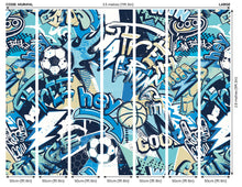MUR414L Sports Graffiti Blue Mural Large by Origin Murals