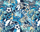 MUR414M Sports Graffiti Blue Mural Medium by Origin Murals