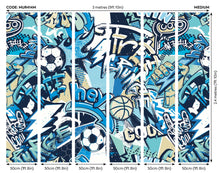 MUR414M Sports Graffiti Blue Mural Medium by Origin Murals