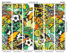 MUR415M Sports Graffiti Emerald And Orange Mural Medium by Origin Murals