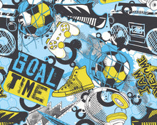 MUR416M Games Splash Blue And Lime Mural Medium by Origin Murals