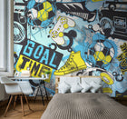 MUR416M Games Splash Blue And Lime Mural Medium by Origin Murals