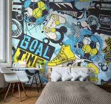 MUR416M Games Splash Blue And Lime Mural Medium by Origin Murals