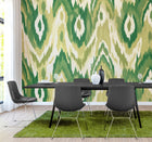 MUR419L Watercolour Ikat Forest Green Mural Large by Origin Murals