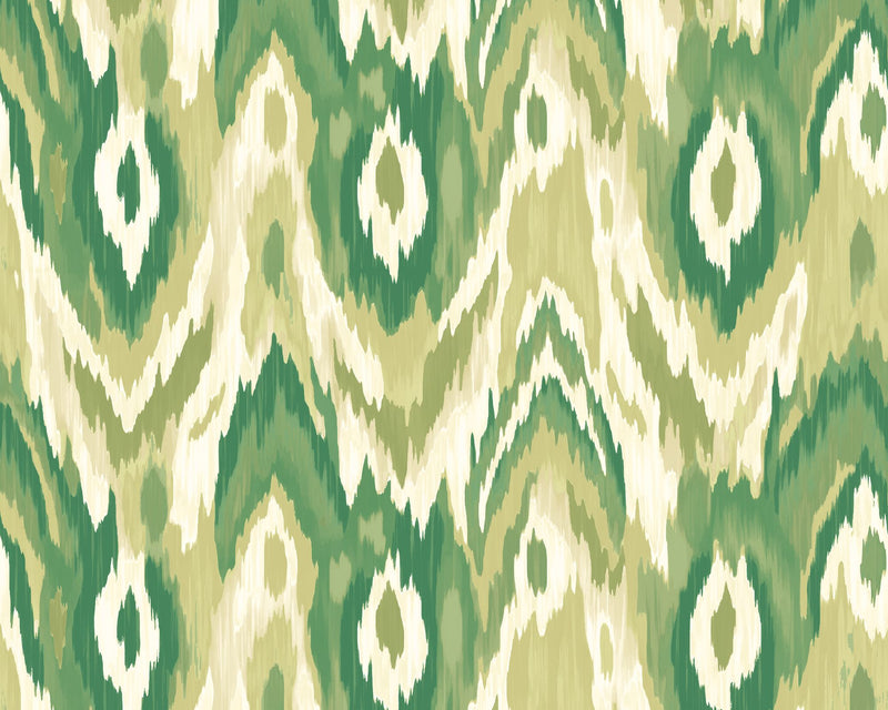 MUR419M Watercolour Ikat Forest Green Mural Medium by Origin Murals