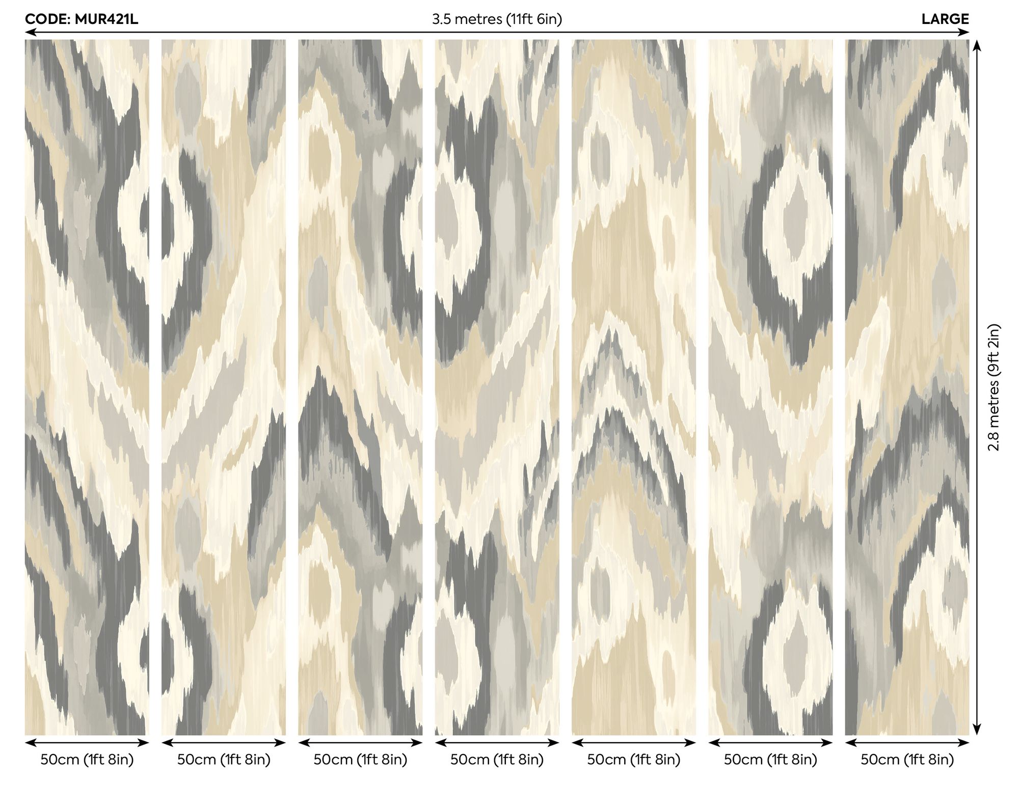 MUR421L Watercolour Ikat Stone And Linen Mural Large by Origin Murals