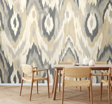 MUR421L Watercolour Ikat Stone And Linen Mural Large by Origin Murals
